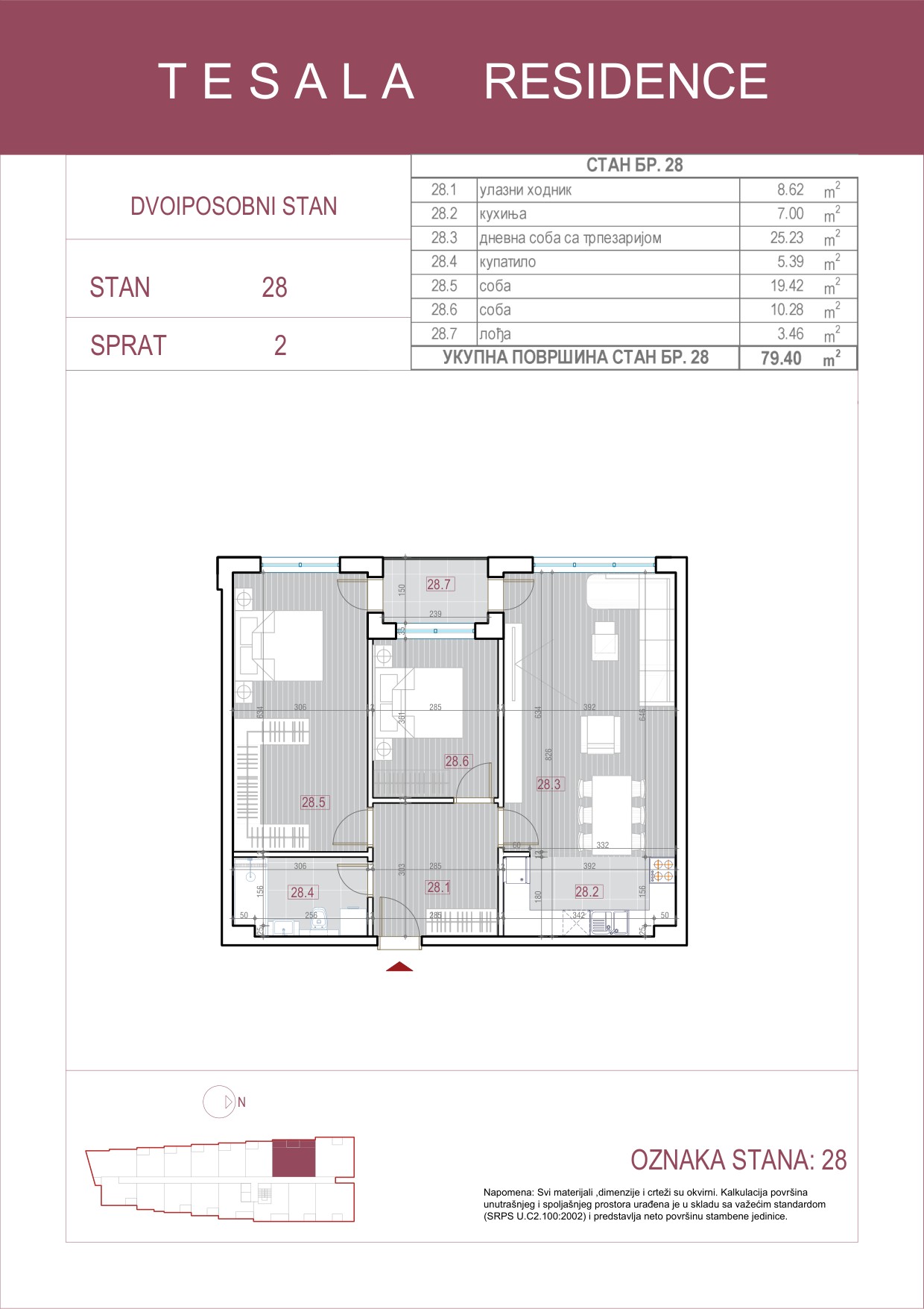 Skica dvoiposobnog stana 28