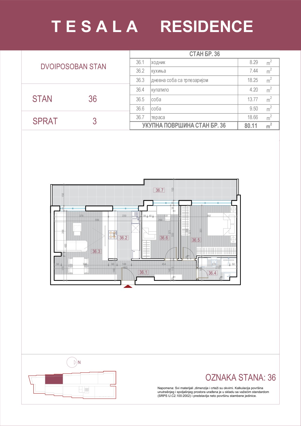Skica dvoiposobnog stana 36