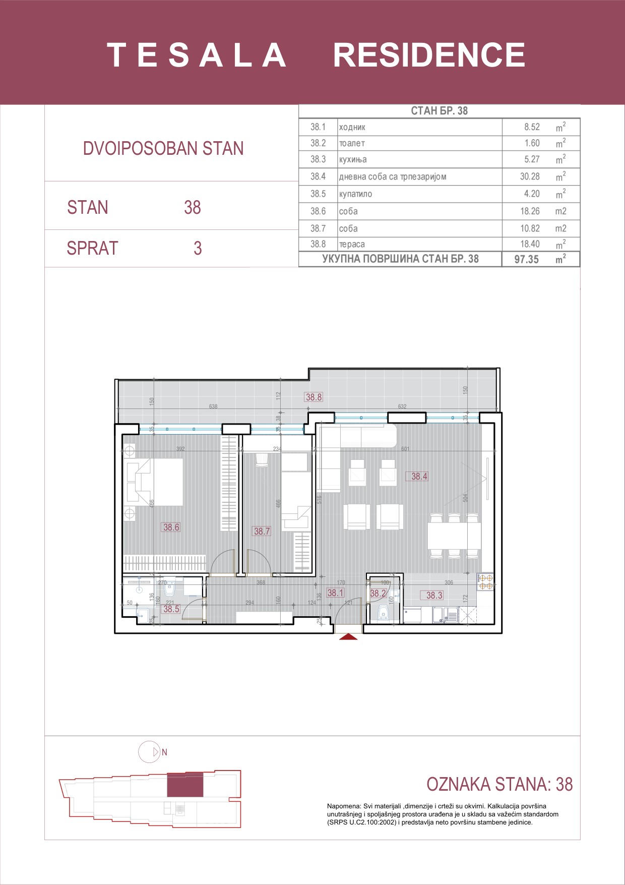 Skica dvoiposobnog stana 38